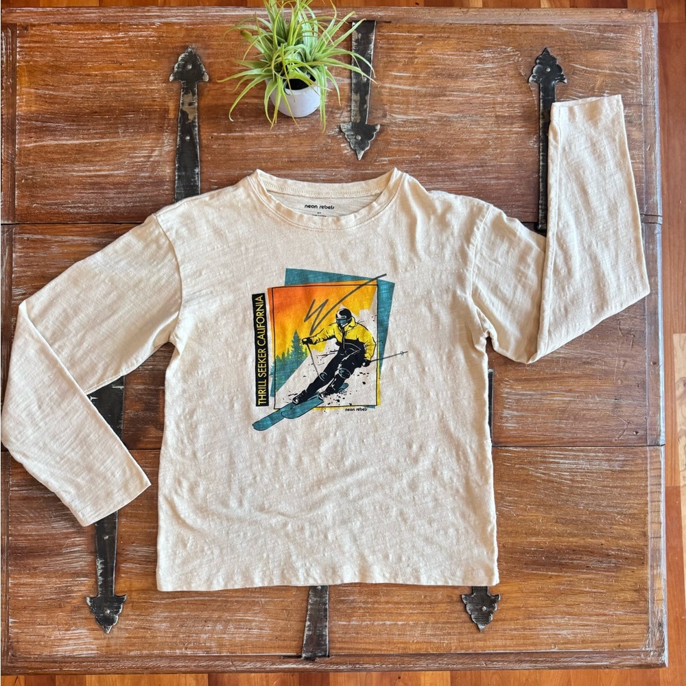 Kids Graphic Long Sleeve Shirt - Cream